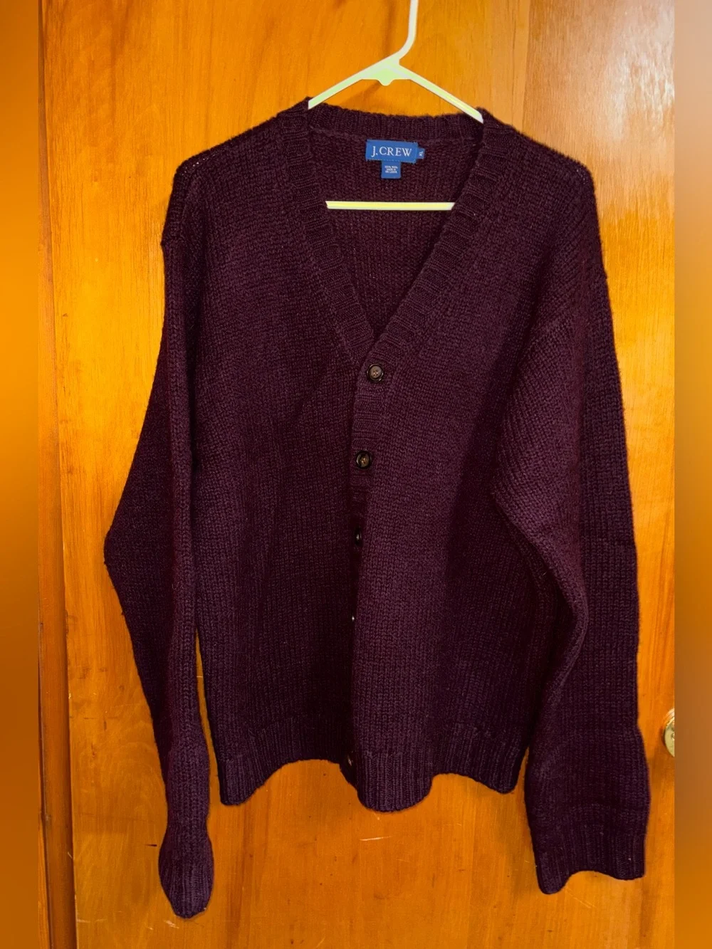 J. Crew Men’s Plum Button-Front V-Neck Cardigan